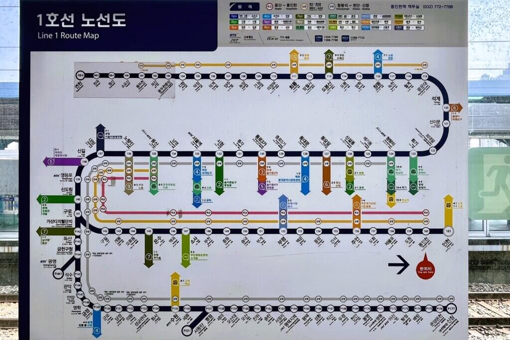 ソウル地下鉄１号線路線図