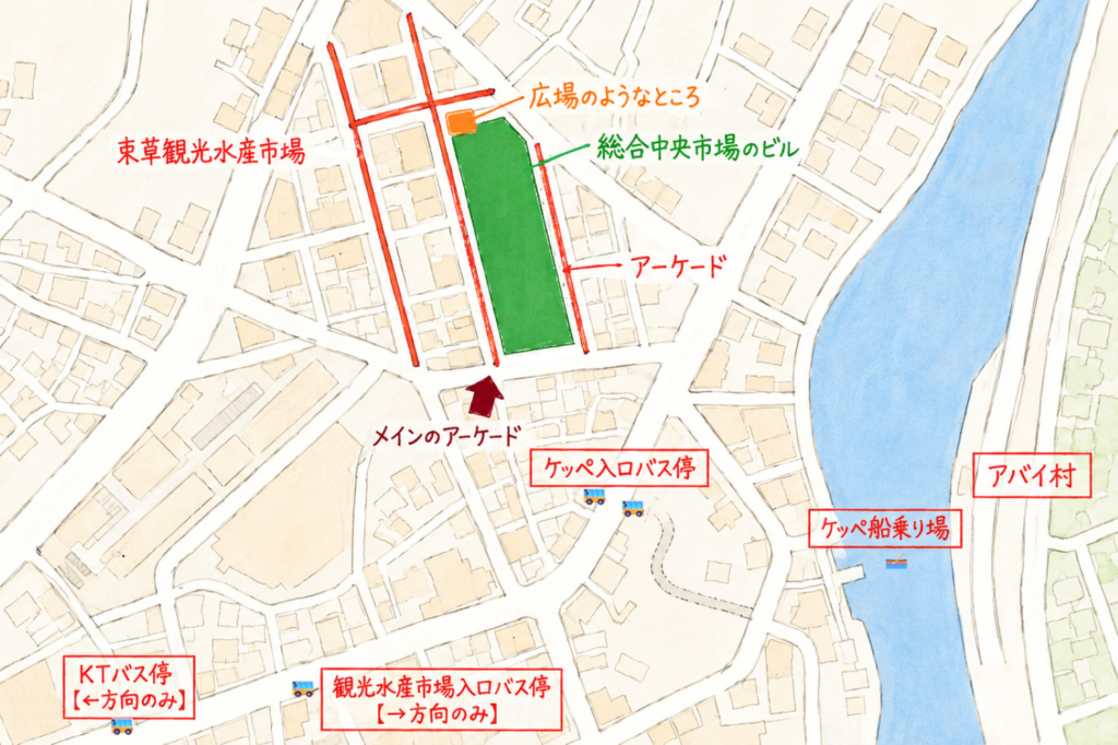 束草観光水産市場のマップ